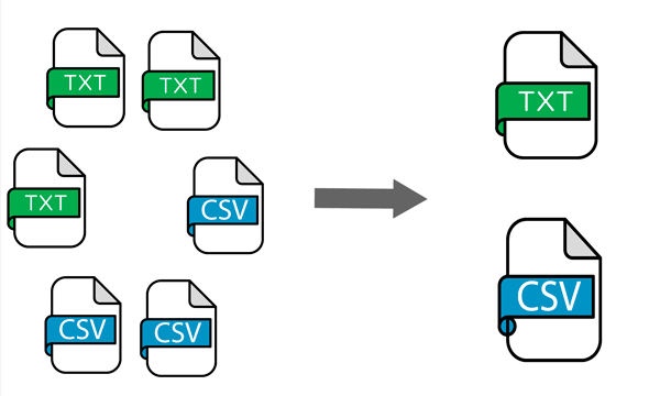 Объединить несколько файлов TXT или CSV в один